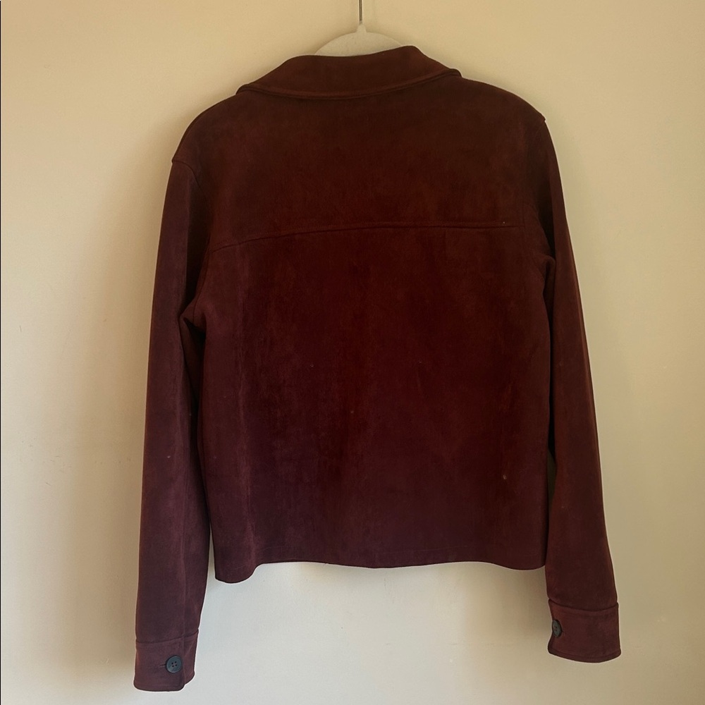 Zara Burgundy Suede Utility Jacket - Picture 7 of 8
